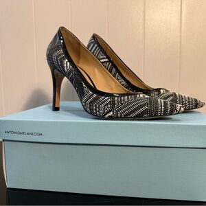 Antonio Melani Kendrah Black & White Heels, Size 7.5M, Excellent Condition